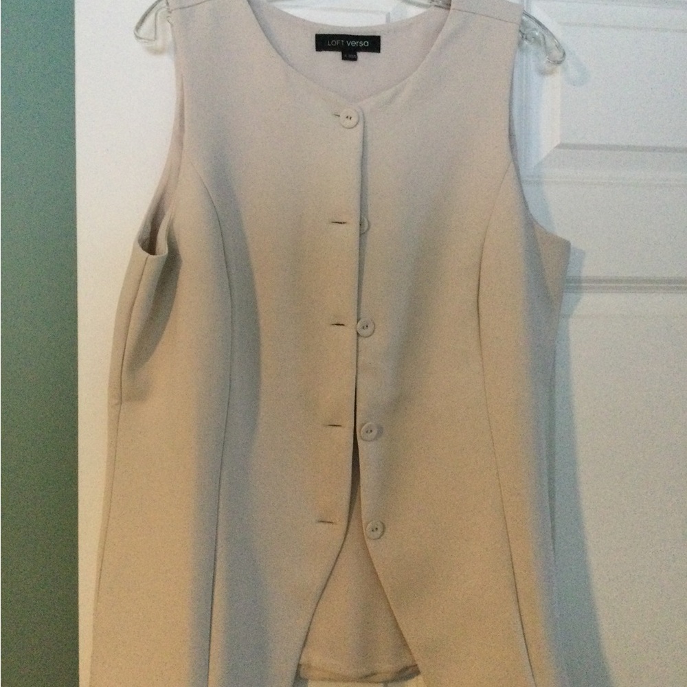 Loft Vestido Cream Sleeveless Blazer vest